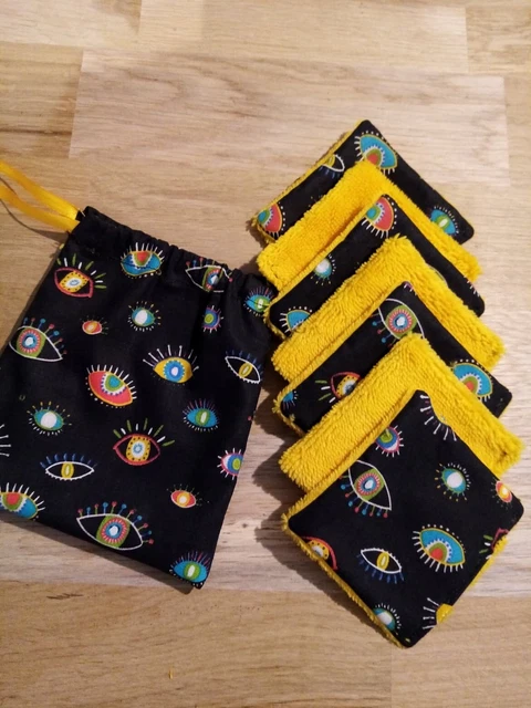 Lot de 7 lingettes démaquillantes lavables + sac transport