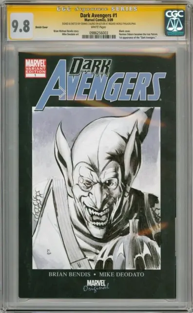 Dark Avengers #1 Cgc 9.8 Signature Series Signed Calero Green Goblin Sketch
