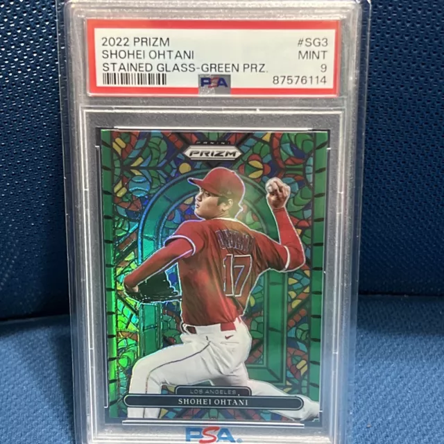 2022 Panini Prizm - Stained Glass GREEN  #SG-3 SHOHEI OHTANI PRIZM⚾️🔥PSA MINT 9