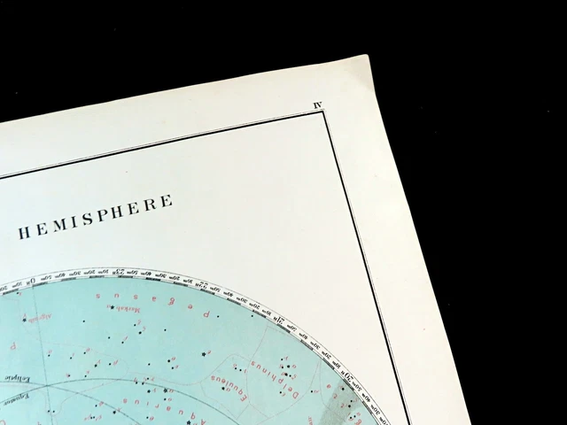 ANTIQUE STAR CHART Celestial Map constellations Astronomy Hemisphere ...
