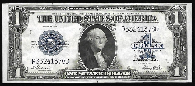 1923 Us $1 Silv Cert Large Note Fr 237 Au - Unc  # 294