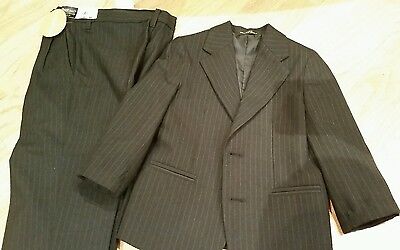 Boys Black striped suit, pants, jacket, size 4T Van Heusen, Communion, Holiday