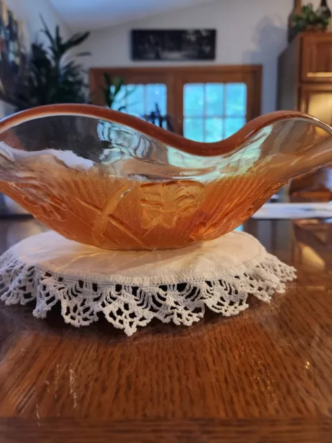 Vintage Jeannette Floragold Carnival Glass. Iris Iridescent Ruffled 11.5"...