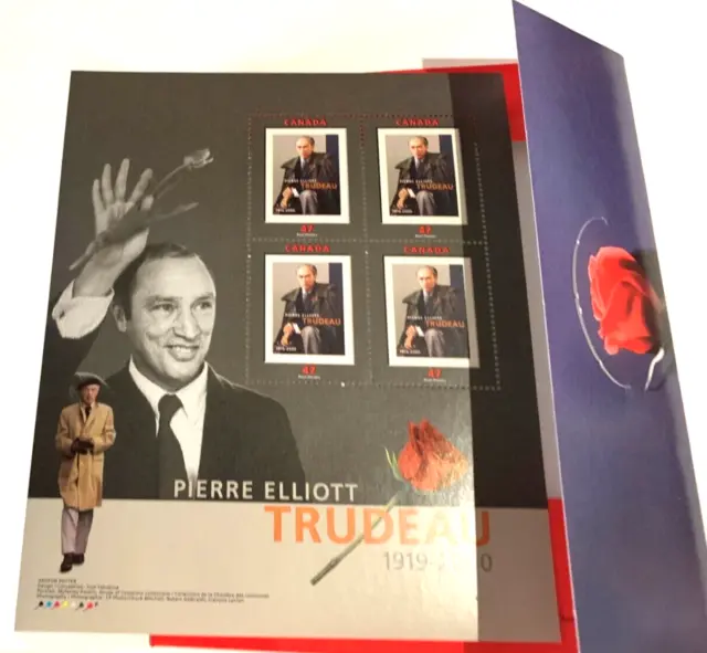 Canada Pierre Trudeau Souvenir Sheet Mint Nh In Folder As Issued 2001