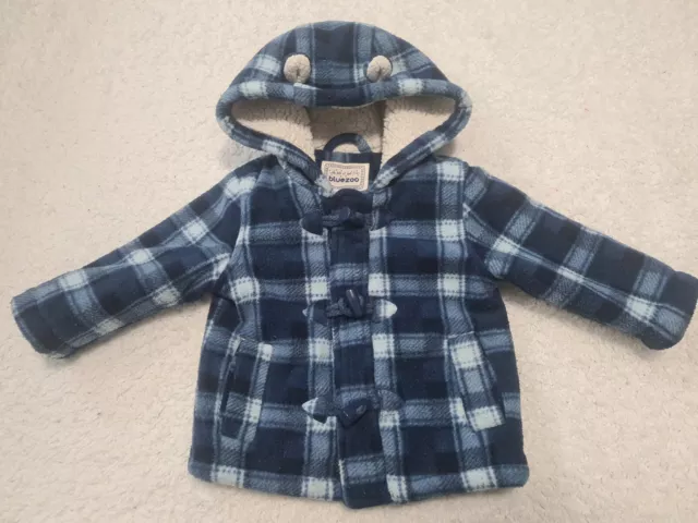 6-9 Months Boys blue checked bluezoo debenhams duffle Coat (22)