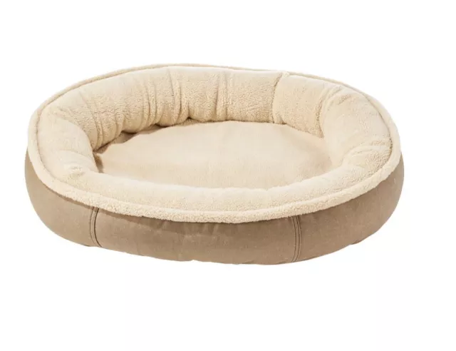 LL Bean Premium Oval Bolster Dog Bed - Replacement Cover Only Large Burlap Brown