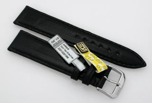 Echtes RIOS Teju-Eidechsen-Lederband Schwarz 20 mm Schließe Stahl - Art Manuel