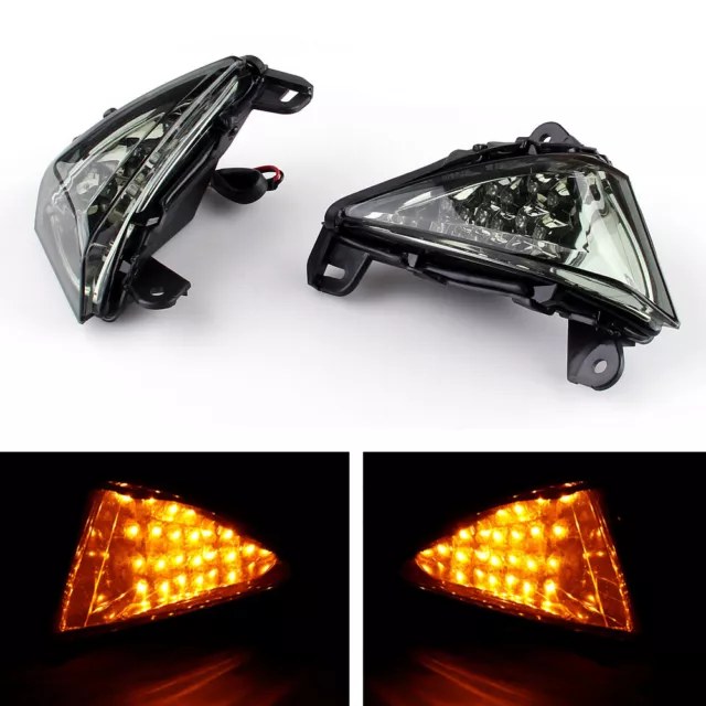 Front LED Turn Signals Blinker Indicator For Kawasaki Z750 Z1000 07-09 Smoke B7