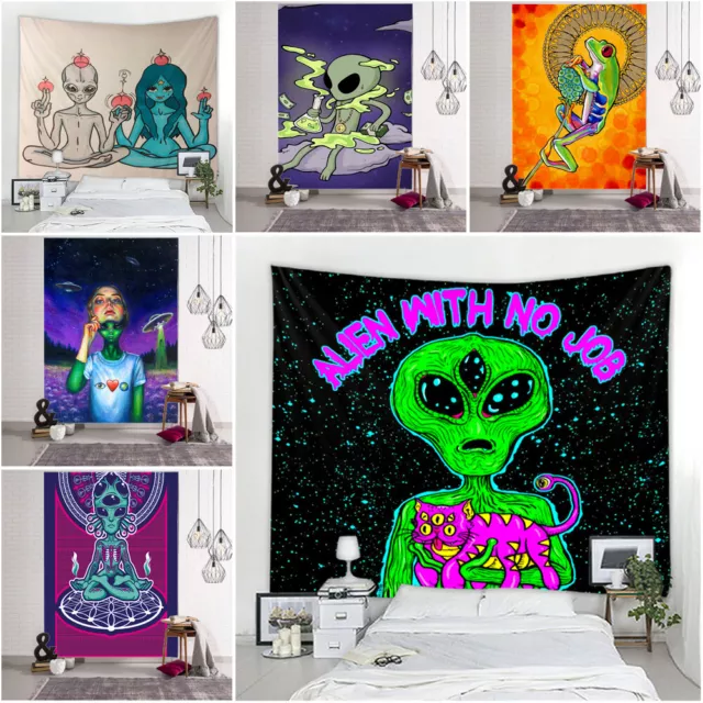 Large Green Aliens Tapestry Wall Hanging Throw Mat Blanket Bedroom Bedspread Art