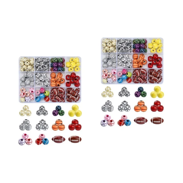 2 Boxes Mini Football Beads Sports Theme Loose Beads Hand Jewelry Beadwork