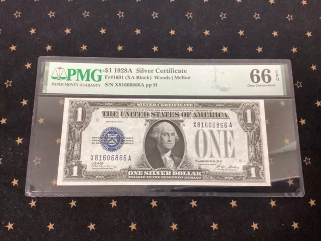 1928A $1 Silver Certificate - FR#1601 - PMG Gem Uncirculated 66 EPQ