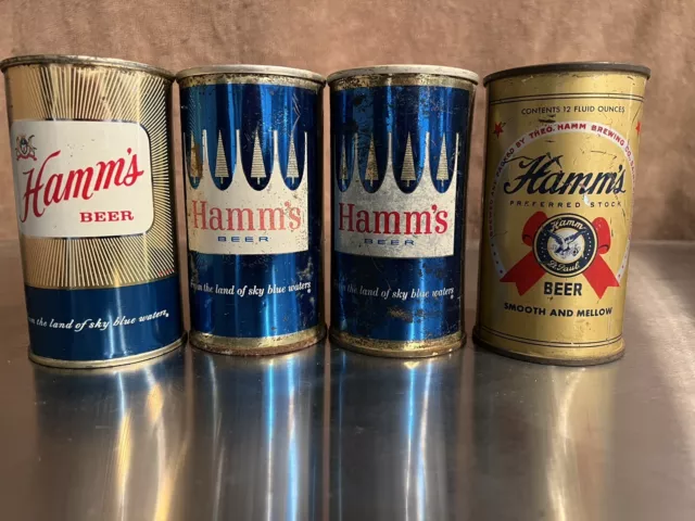 4! Hamms Cans.  3 Generations of flat top Beer cans