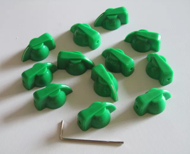 12x Green Chicken Head Knob 1/4" Guitar Amp Effect Pedal Knobs w/ Brass Insert