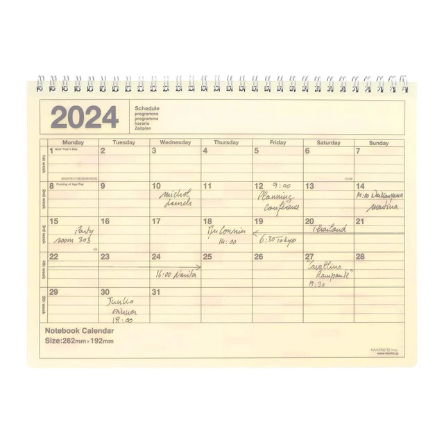 NOTEBOOK 2024 STARTING January 2024 Monthly Block B5 Variation Notebook