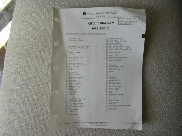 IH INTERNATIONAL SCOUT truck electrical wiring circuit diagram service