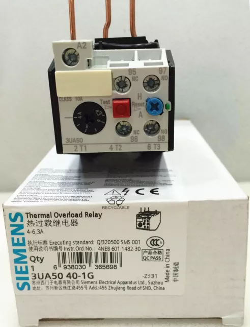 1PC NEW SIEMENS Thermal Overload Relay 3UA5040-1G 4-6.3A