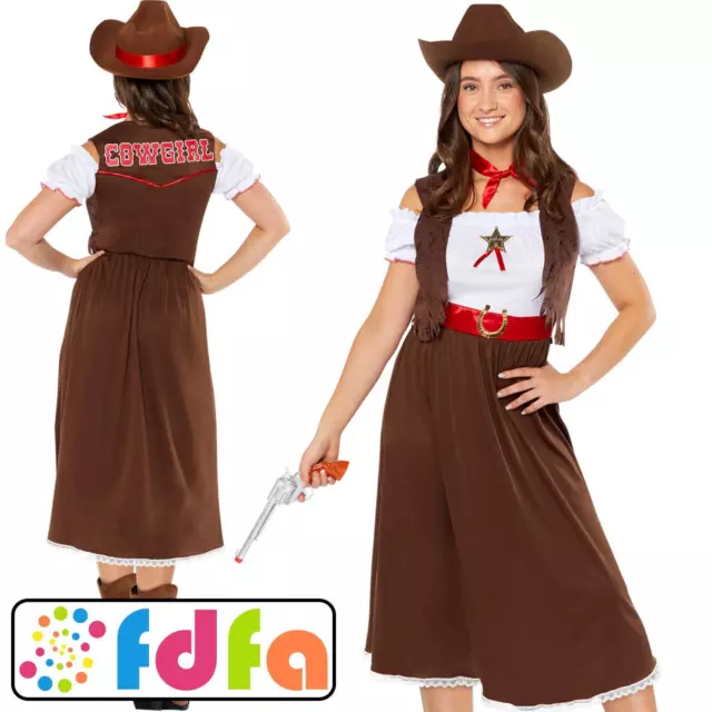Amscan Western Cowgirl Wild West Adults Ladies Fancy Dress Costume