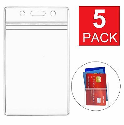 5PCS Vertical Clear soft Plastic ID Card Badge Holder Waterproof Business Case