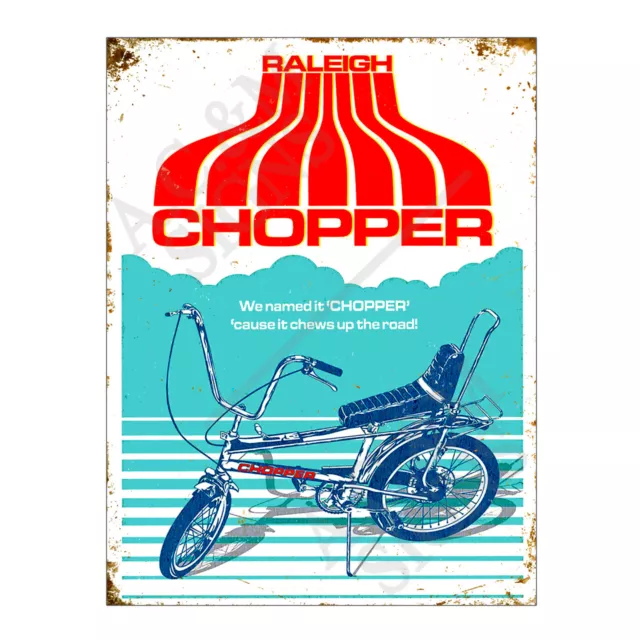 Metal Tin Sign Plaque Raleigh Chopper Man Cave Garage Home Bar Tiki Bar 12799
