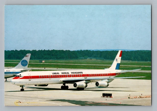Aviation Airplane Postcard Lineas Aereas Paraguyas Airlines Douglas DC-8 -63 AJ5