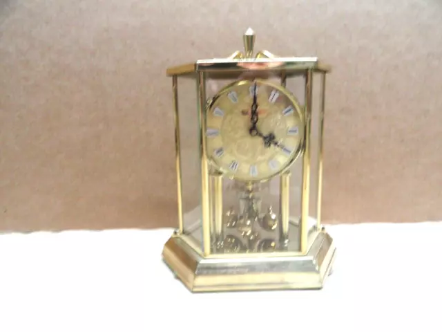 Vintage Kundo Anniversary Clock Hexagon Etched Glass Kieninger Obergfell QUARTZ