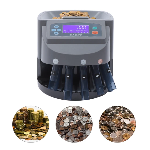 Commercial Coin Counter Sorter Machine Fast Sorting Money Change Sorter with LCD