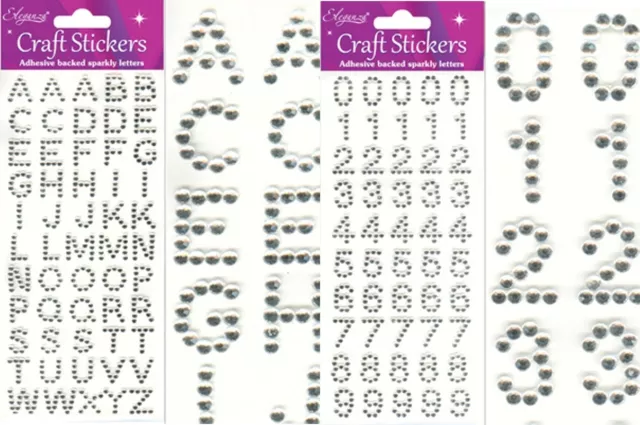 Self Adhesive Stick On Diamanate Alphabet Letters / Numbers Card Making Craft