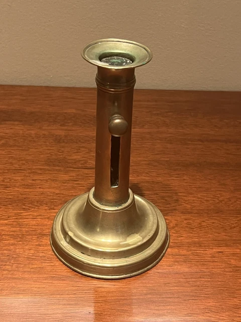 19th Century Bronze Bass Candlestick Holder Push Up