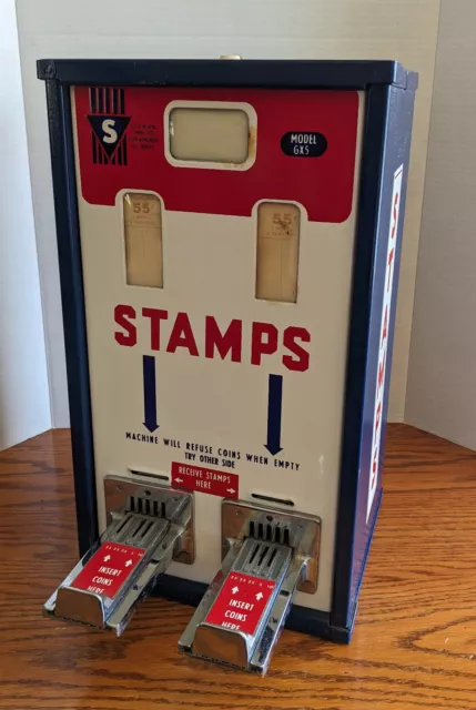 Vintage Shipman Stamp Vending Machine with Working Coin Inserts, Lock and Key