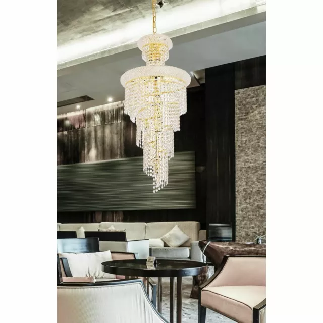 Large Spiral Foyer Dining Room Kitchen Crystal Chandelier Ceiling Light Fixture