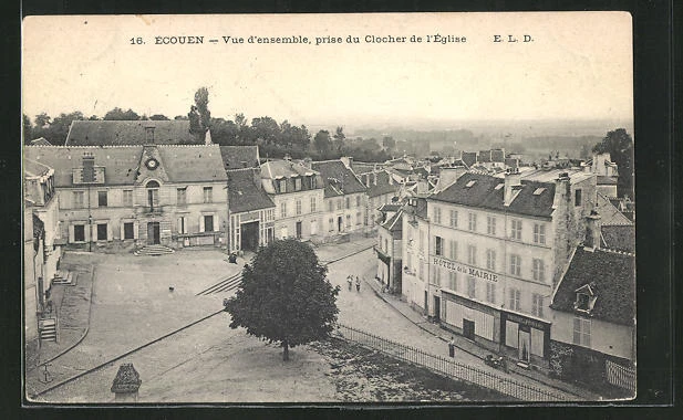 CPA Ecousen, Vue d´ensemble, prise du Clocher de l´Eglise 1907