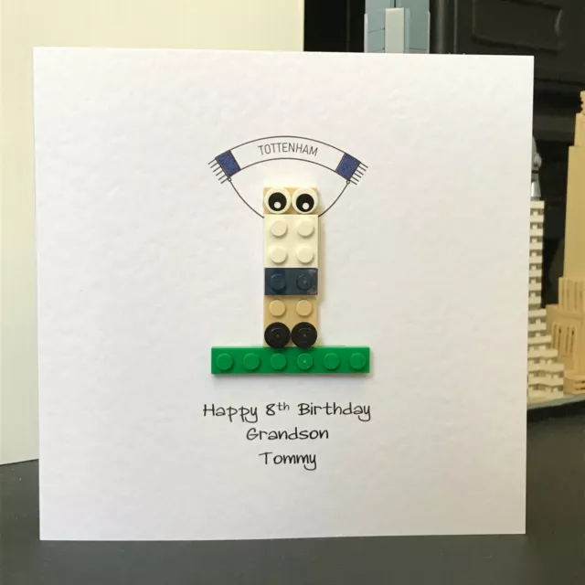 Personalised Football team birthday card with LEGO ® husband grandson son 3