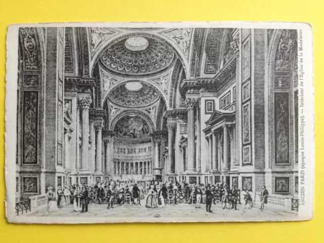 cpa Gravure Papier Vergé ANCIEN PARIS Intérieur de l'EGLISE de la MADELEINE 1830