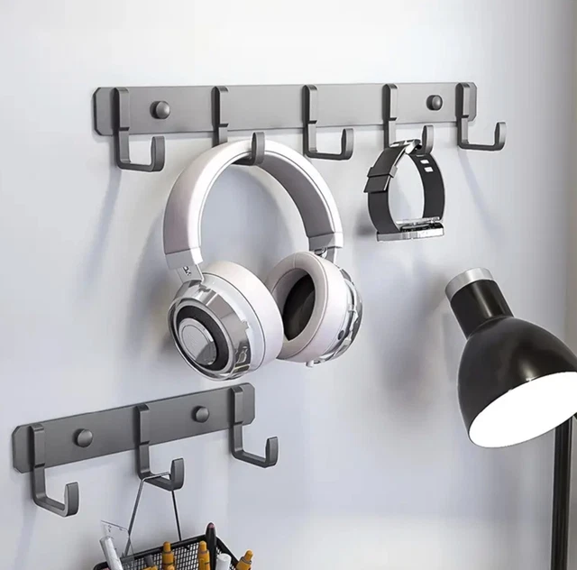 5 Hooks Wall Mount Key Towel Rack Hanger Holder Coat Robe Hat Clothes Organizer