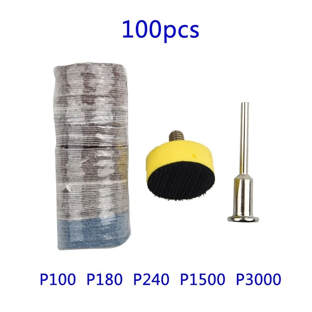 100Pcs Papier Abrasif Meule D'Affûtage Avec Polissage Patin Adaptateur 100-3000