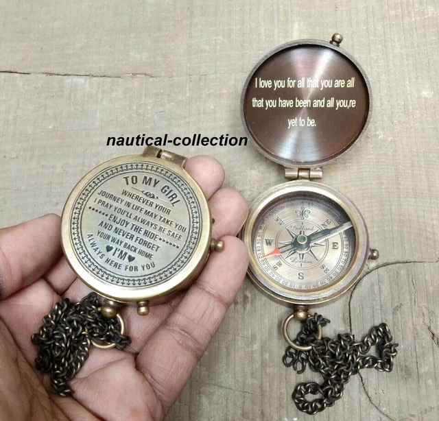 Brass Compass To My Girl Compass Best For Gift To Daughter Nautical Engraved Gif