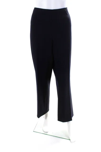 Ralph Lauren Women's Wool Straight Leg Flat Front Trousers Navy Size 12