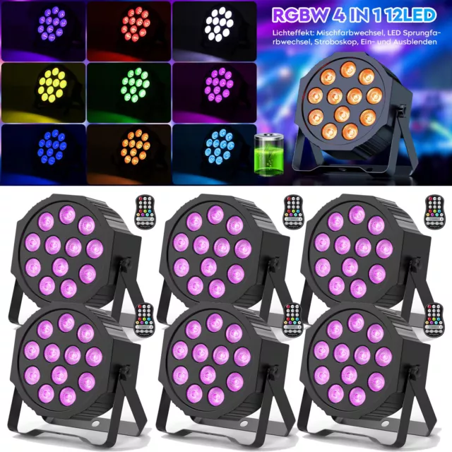 Akku Wiederaufladbar Par Strahler Bühnenlicht RGB 12 LED DMX Wash Party Show DJ