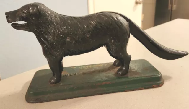 Vtg Cast Iron metal black Lab Old Dog Tray Nutcracker Eschmeyer Co Chicago