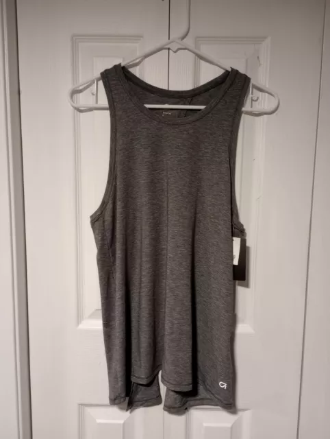 GapFit Womens Breathe Tank Top SMALL Gray Open Tied Back Athletic Shirt