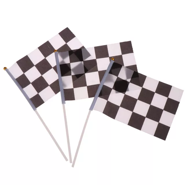 10Pcs Black And White Square Hand Flag Racer Waving Flag Racing Flags Car F.yp