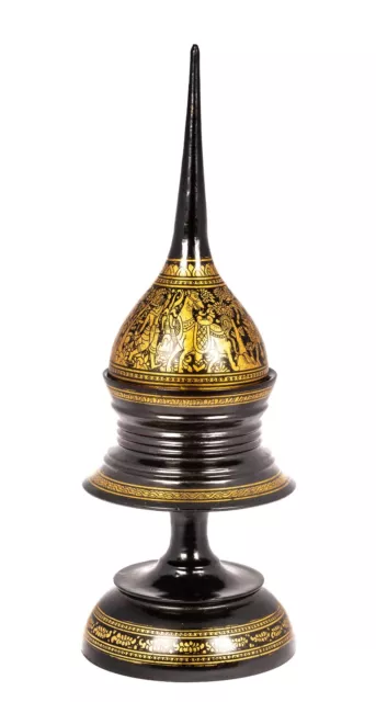 19th Century Antique Burmese Shwe Zawa Lacquerware Offering Stupa - 41cm/16”