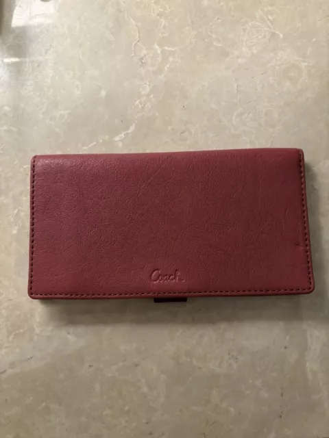 COACH SMOOTH LEATHER checkbook cover holder wallet red $6.00 - PicClick
