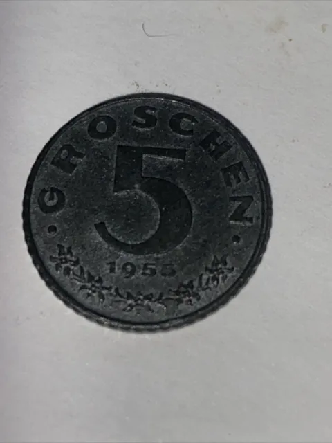 Coin, Austria, 5 Groschen, 1955, Zinc