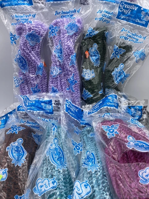 Lote 120 yardas Vintage Loopy Bump Chenille Limpiadores de Tuberías Artesanales Nuevos Sellados