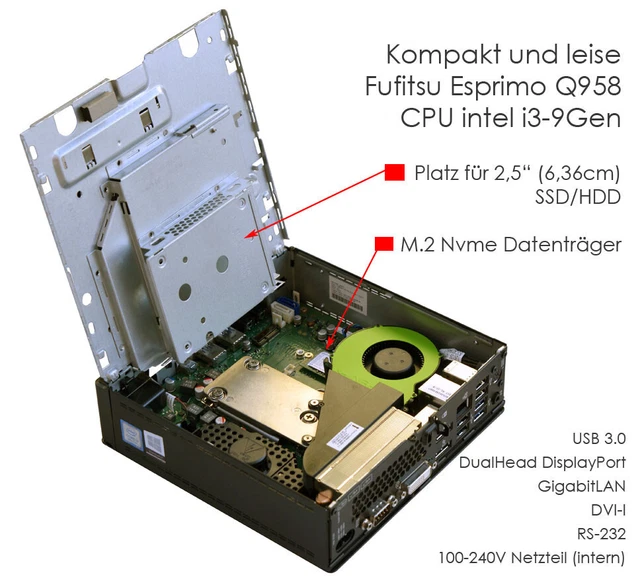 Mini PC Fujitsu Esprimo Q956 - Intel Core I3, 8 Go RAM DDR4, 128 Go SSD - Windows 10 64 Bits - Occasion