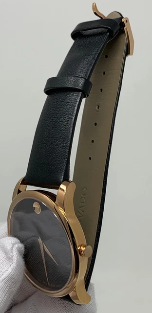 Movado Museum Classic Swiss 40mm Black Dial Black Leather Men's Watch 0607078 SD 6