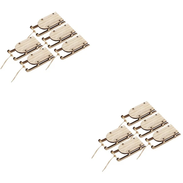 10 Pcs Sled Unfinished Wood Christmas Sleigh Miniature Sleigh Log Office