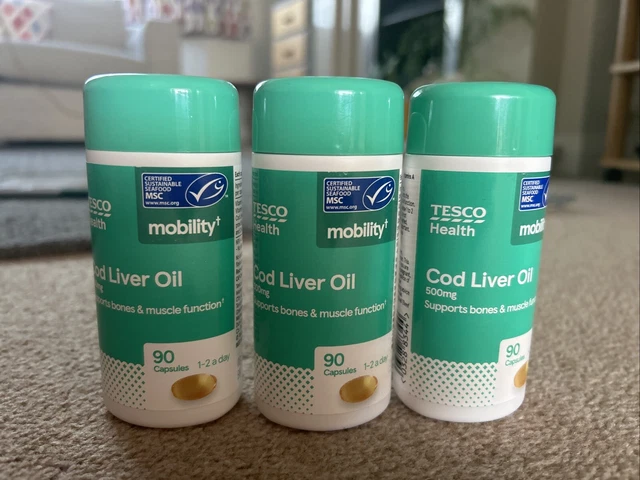 COD LIVER OIL 90 Capsules 500mg 3 Packs 240 £7.00 - PicClick UK