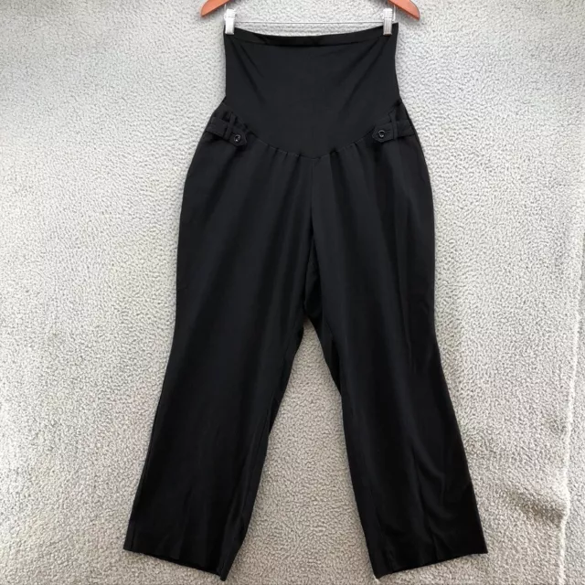 Motherhood Maternity Dress Pants Womens 2X Black Straight Leg High Rise